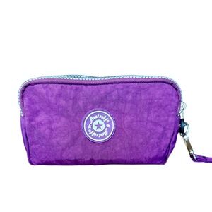 Meetself Purple Nylon Zippered 3-Compartment Wallet